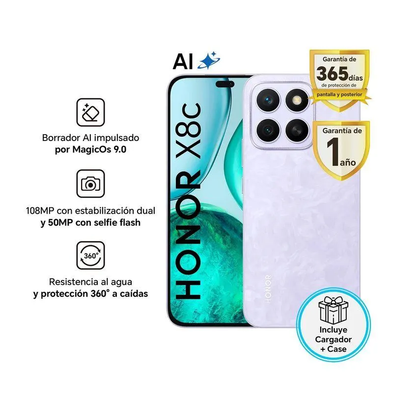 HONOR X8C MORADO 8GB RAM 256GB - REGISTRADO