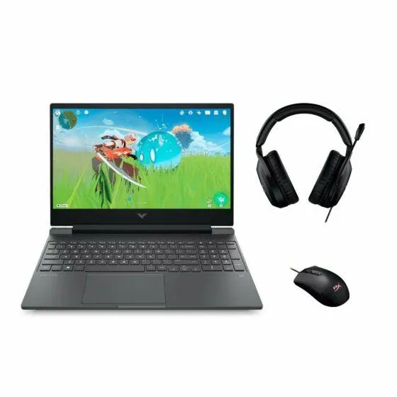 Laptop HP Gaming Victus 15-fb0126la, AMD Ryzen 7, 8 GB RAM, GPU NVIDIA® GeForce RTX™ 3050, 512 GB SSD, 15.6, FHD Windows 11 Home + HyperX Headset + Mouse