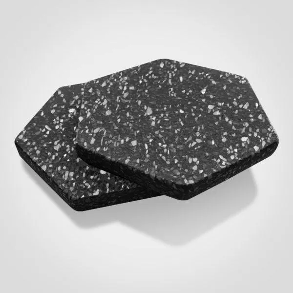 Posavasos Hexagonal de Terrazo Negro Galaxia