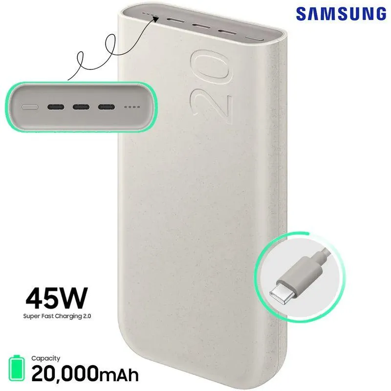 Samsung Power Bank 20000mah Cargador Portatil Super Fast Charger 45W