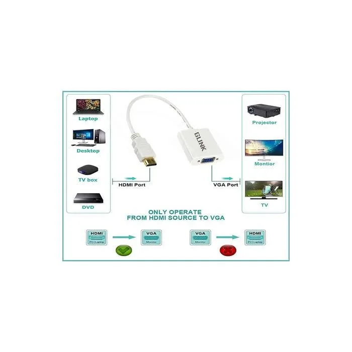 Convertidor HDMI a VGA Glink + Audio