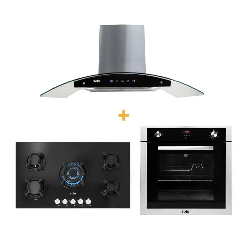 Combo: Encimera 5 hornillas + Horno a Gas + Campana Decorativa