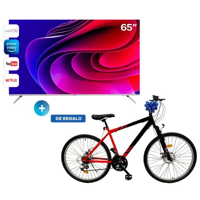 TV Aghaso 65" LED UHD 4K WebOS + Bicicleta de regalo