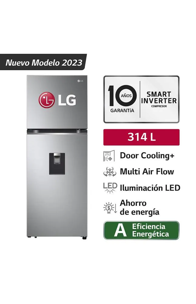 Refrigeradora GT31WPP 315L DoorCooling Top freezer Plateada LG