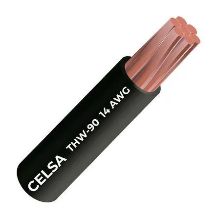 Cable THW-90 450/750 V 14 AWG Celsa Negro 100m