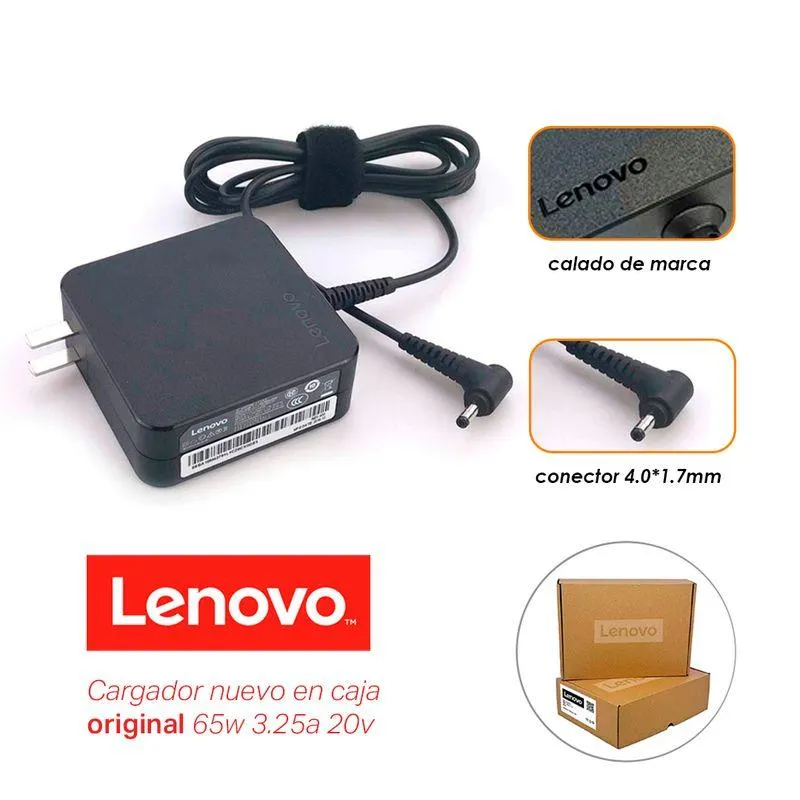CARGADOR LENOVO PIN FINO 20V 3-25a 65w original