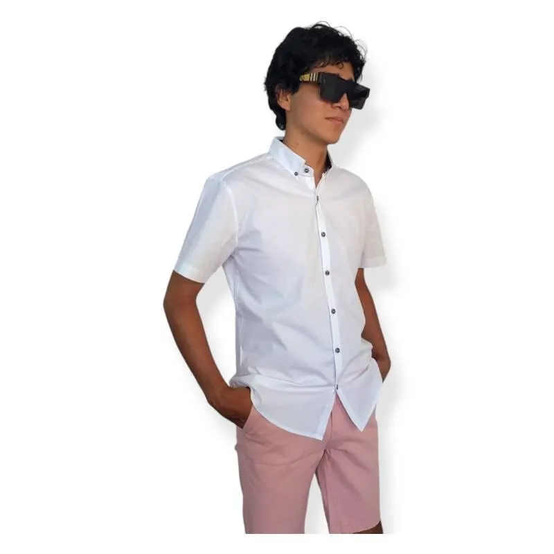 CAMISA COLOR ENTERO MANGA CORTA HOMBRE ISAGUE