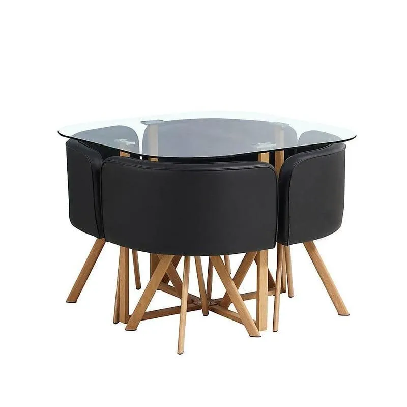 Juego de Comedor Verona con 4 Sillas + Mesa de Vidrio