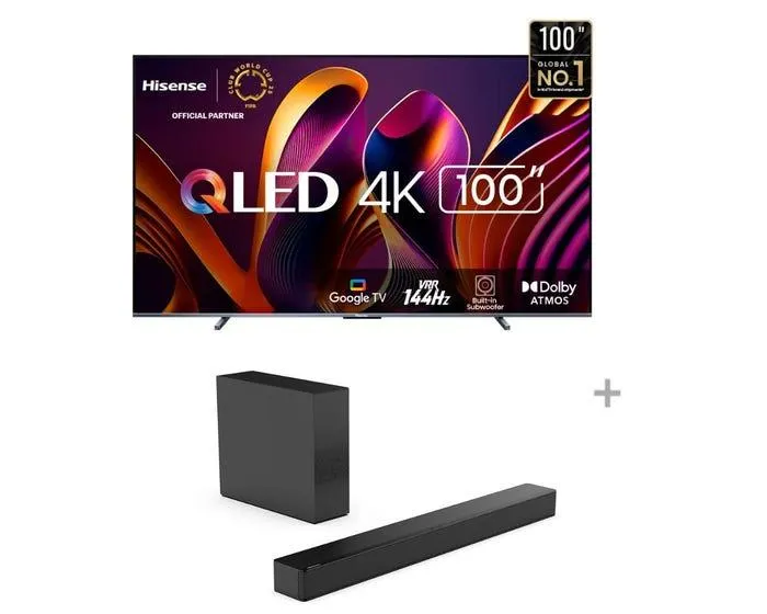 Televisor Hisense Smart TV 100" QLED 4K UHD 100Q7N + Hisense Soundbar HS2100 2.1CH 240W