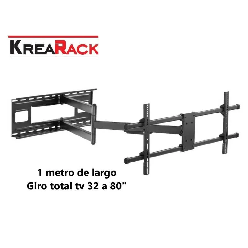 RACK TV MOVIL BRAZO UN METRO LARGO DE 32 A 80" / NEGRO