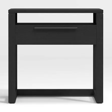 Mesa de Noche Linea de Madera de Teca Negra 1 Cajón