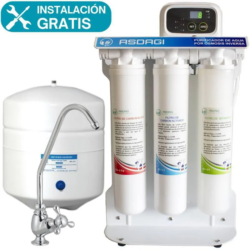 Purificador de Agua por Osmosis Inversa 5 Etapas con Computador