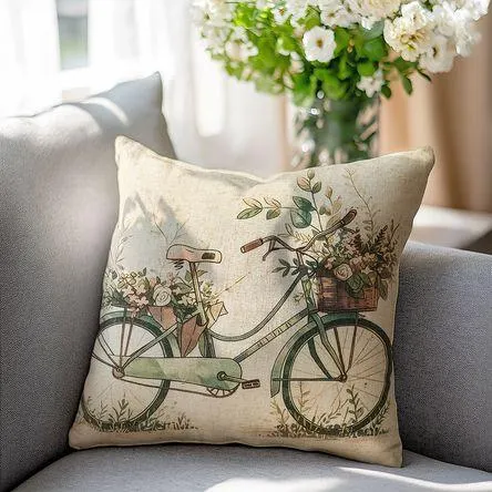 Cojín Print Bicicleta 45x45cm Otoño Orange