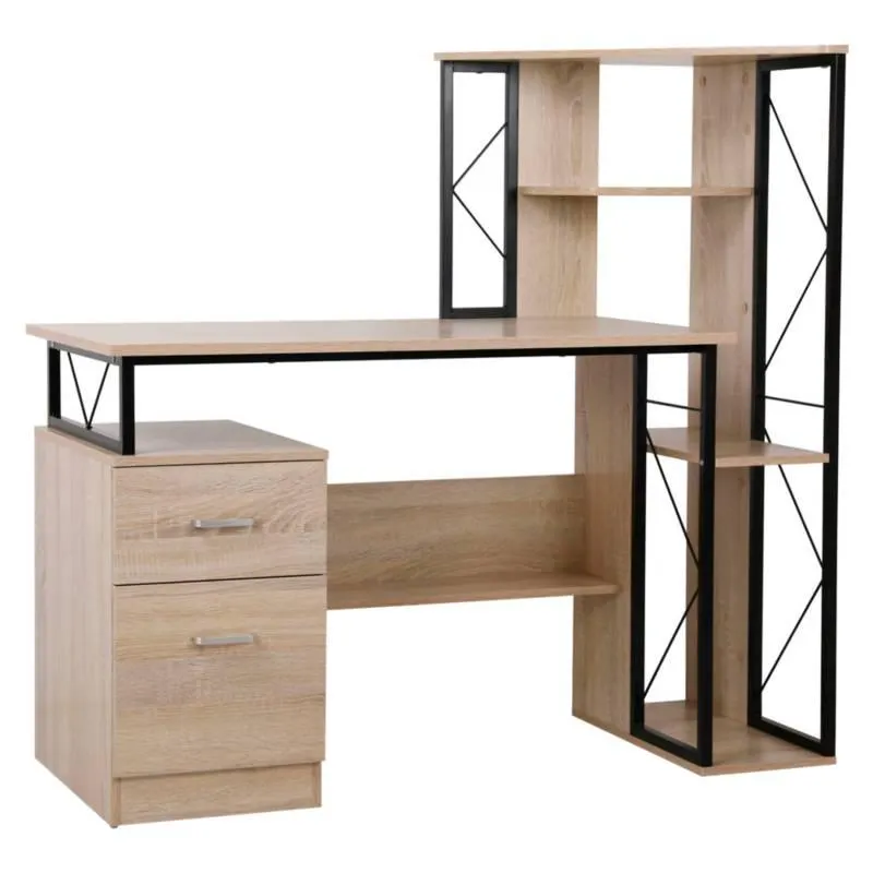 Escritorio de Oficina con repisa melamina Porto Roble