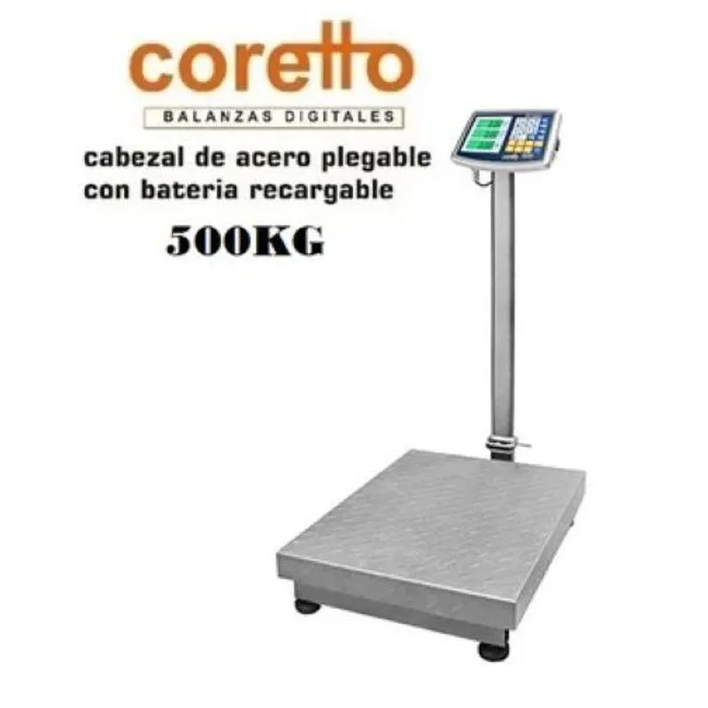 Balanza Electrónica Digital 500 KG Pantalla LED- ACERO CORETTO