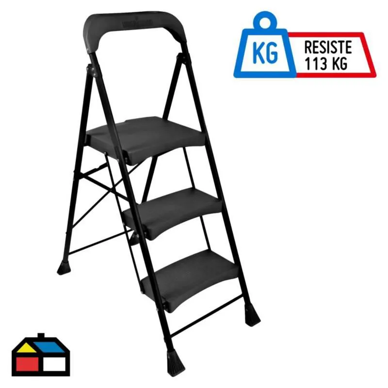 Escalera Tijera Acero y Polipropileno 3 Pasos