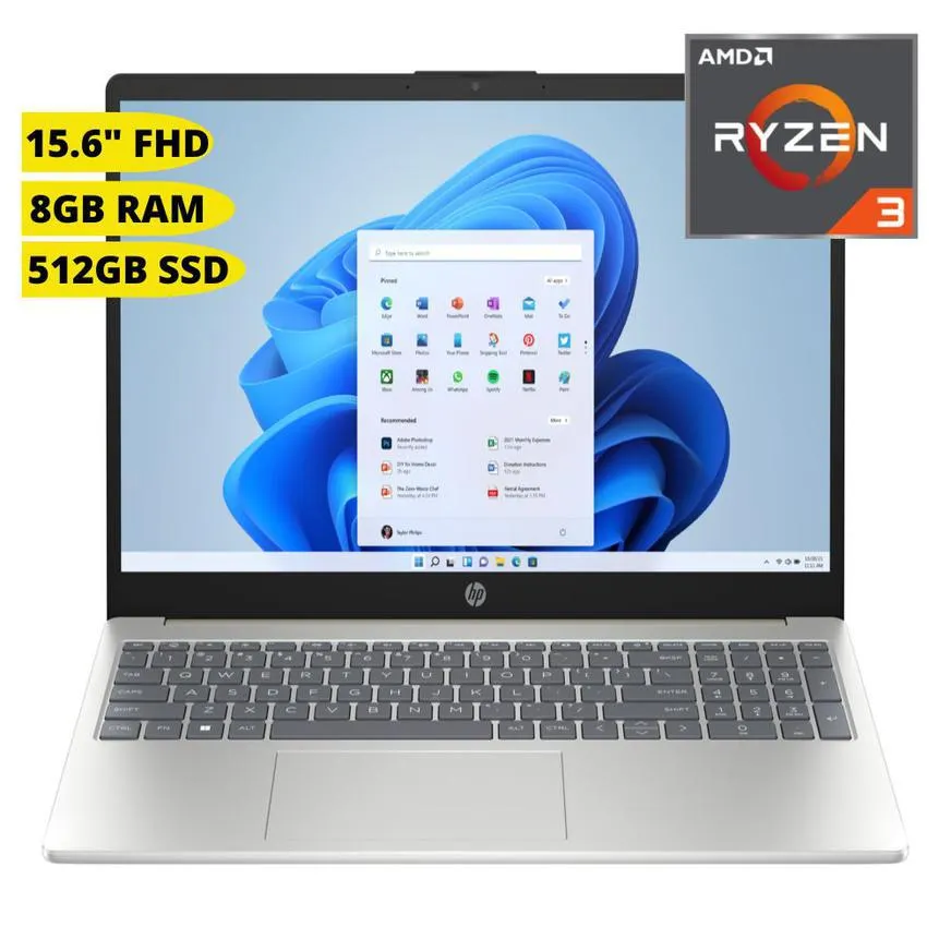 Laptop Hp 15.6 15-Fc0000La R3 8Gb 512Gb Win