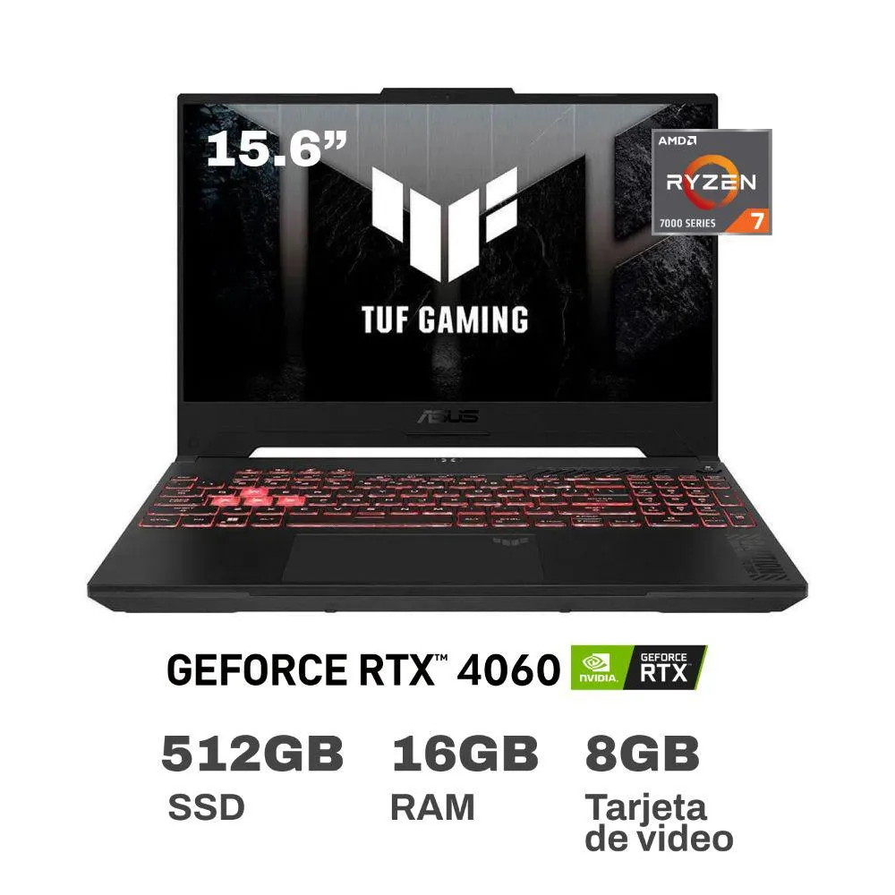 Laptop Gamer Asus TUF Gaming A15 FA507NV-LP053W AMD Ryzen 7 16GB RAM 512GB SSD 15.6" RTX 4060