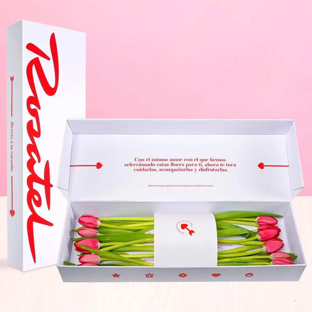Caja Blanca Rosatel con 12 Tulipanes