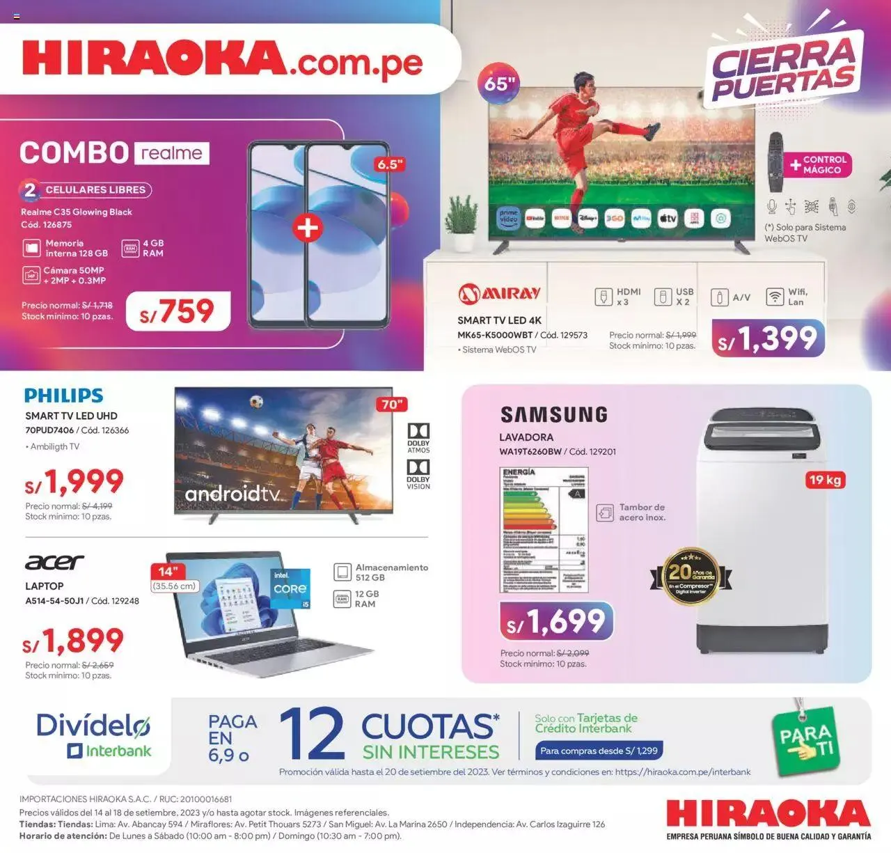 Catalogo de Catálogo Hiraoka 14 de setiembre al 18 de setiembre 2023 - Pag 1