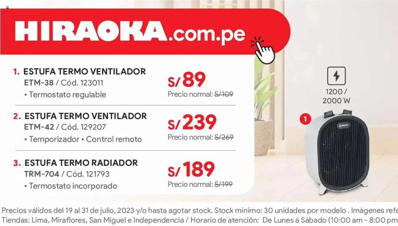 Catalogo de Catálogo Hiraoka - Estufa 19 de julio al 31 de julio 2023 - Pag 1