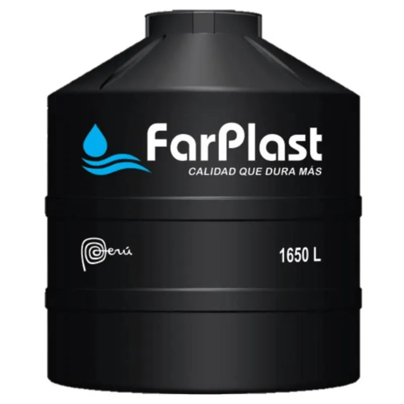 TANQUE PARA AGUA DE 1,650 LTS NEGRO CON ACCESORIOS FARPLAST