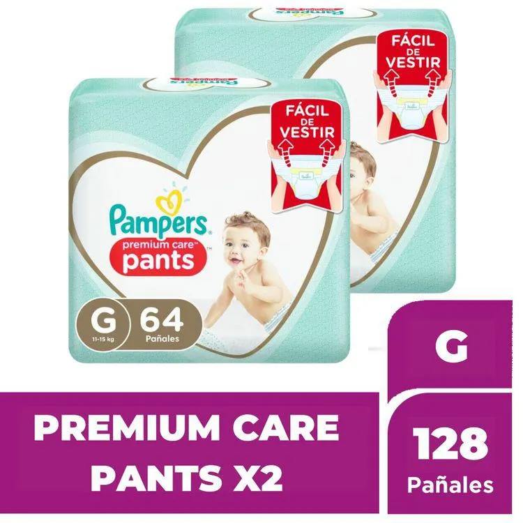 Twopack Pañales para Bebé Pampers Pants Premium Care Talla G 64un