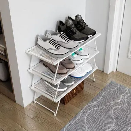 Zapatera Portatil Orange Metal Blanco