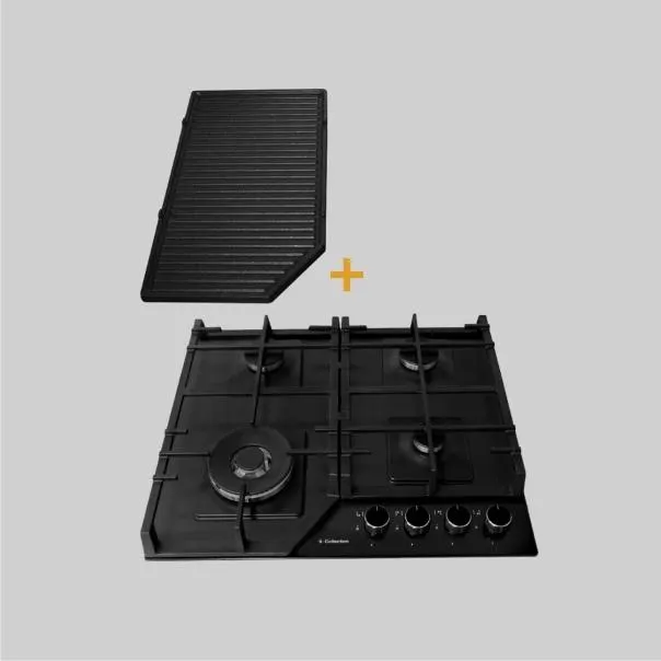 Encimera Vidrio Templado S-Collection A Gas 58cm + Parrilla Max Grill
