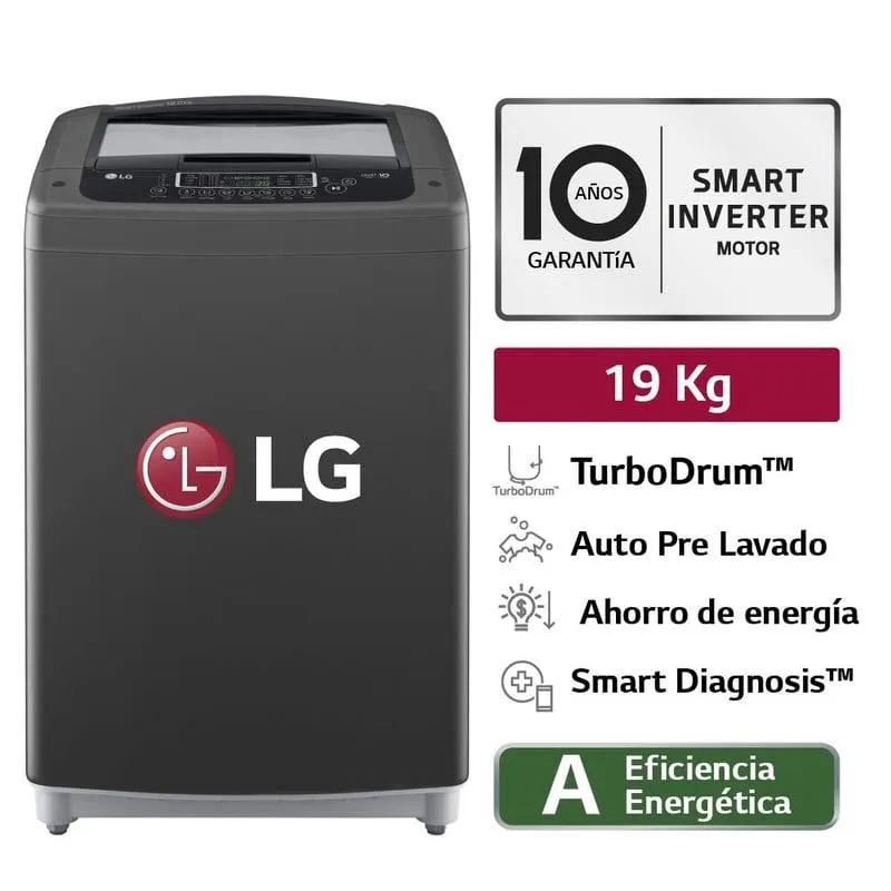 Lavadora WT19BPB 19Kg Smart Motion Carga Superior Negro Claro LG