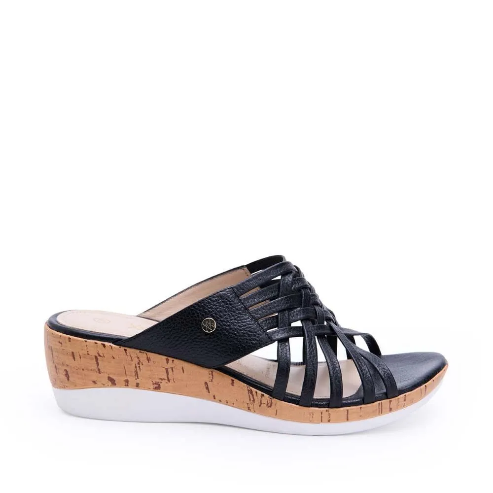 Sandalia Slide Casual ALE-2301 Negro Viale Cuero