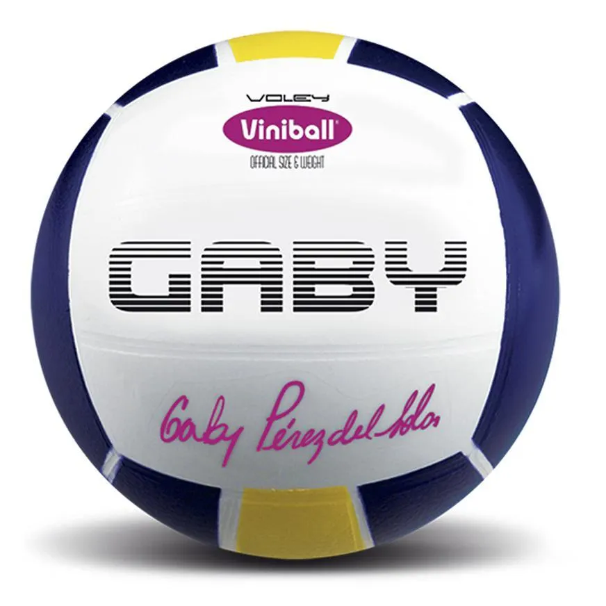 Pelota De Vóley Viniball Gaby Tricolor Blanco Azul Y Amarillo