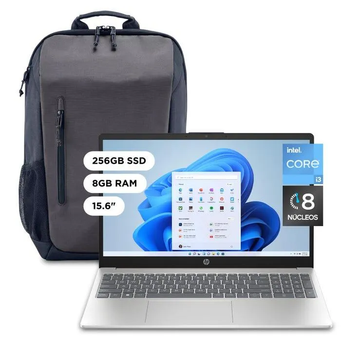 Laptop HP 15.6" Intel Core i3 12a Gen 8 Núcleos 8GB 256GB 15-FD0002LA