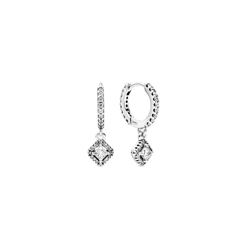 Aretes de aro con cuadros brillantes