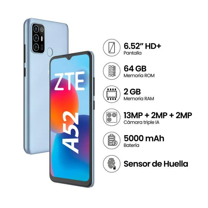 Celular ZTE Blade A52 BL 2GB 64GB 6.52" Azul
