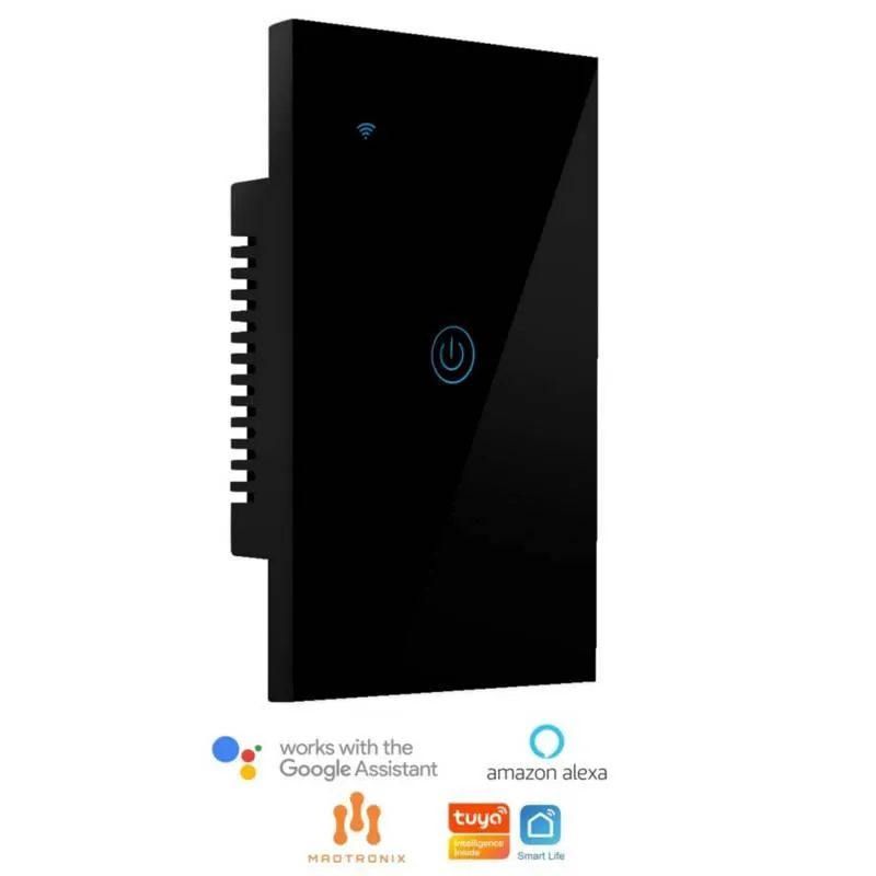 Interruptor Inteligente de Luz Simple Alexa y Google Sin Neutro Negro