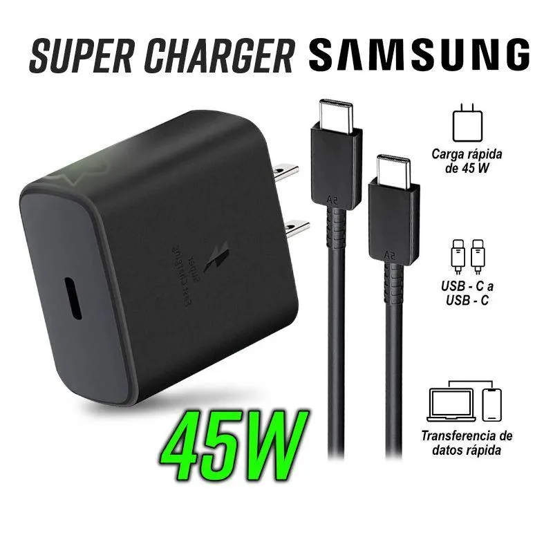 Cargador Samsung 45W Carga Rápida + Cable Usb-C