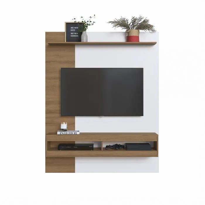 Panel Delmarco Grecia hasta 65" Blanco y Miel