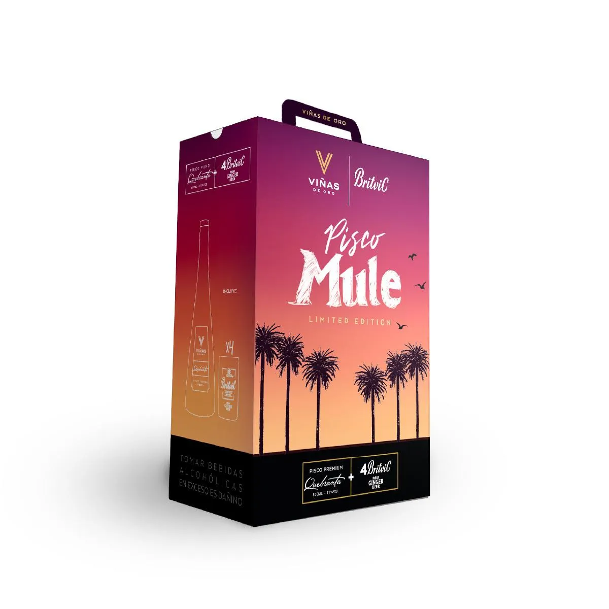 PACK MULE VIÑAS DE ORO QUEBRANTA 500ML 4 UND BRITVIC BEER 150ML