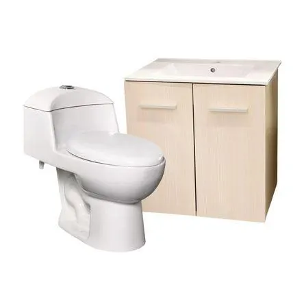 COMBO Inodoro One Piece Ártico Blanco Orange + Vanitorio + Lavatorio Apolo MDP Beige Orange