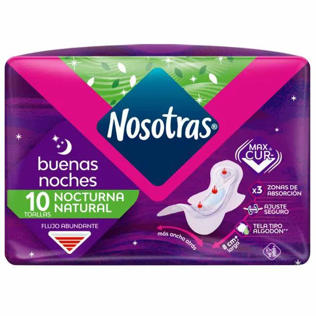 Toalla Higiénica NOSOTRAS Buenas Noches Mayor Protección Paquete 10un