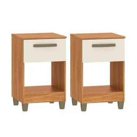 Set de 2 Veladores Blanco/Castaño Fellicci