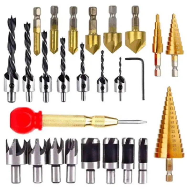 SET 25 PZAS BROCAS AVELLANADORAS, PARA TAPONES, ESCALONADAS, PUNZON