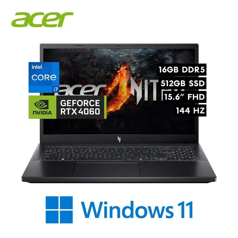 Laptop Acer Nitro V15 Intel Core i7 13620H 16GB 512GB RTX4060 8GB 156″FHD 144Hz W11 ANV15-51-789J
