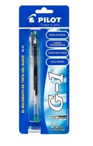 Bolígrafo Pilot Tinta Gel G1 Punta Extra Fina 0.5mm Verde Blister