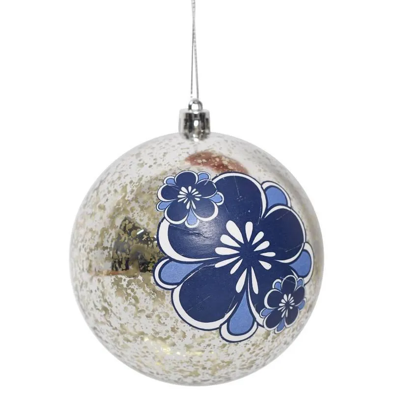 Bola de Navidad Flor Plateado 10cm