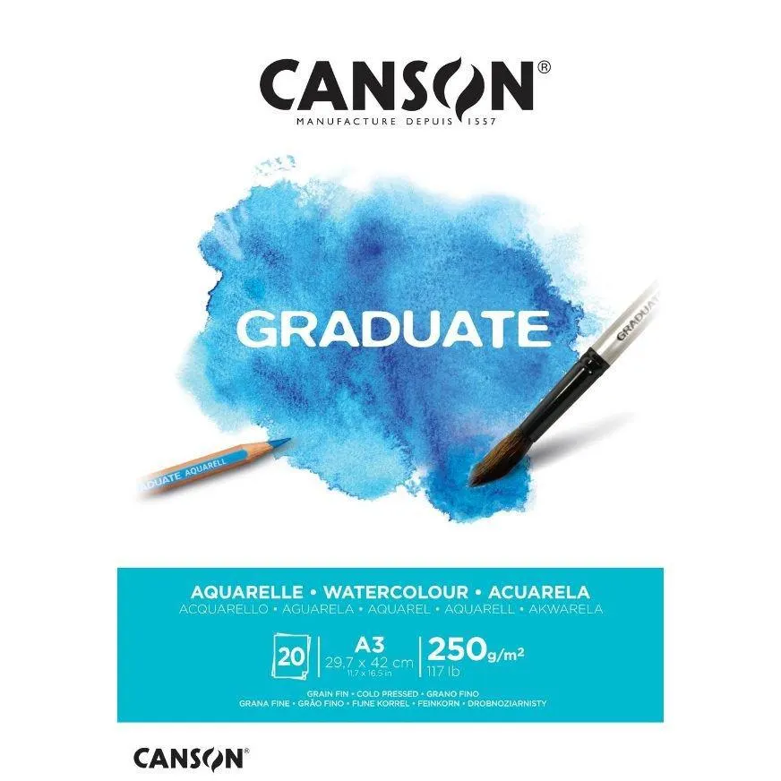 Block Canson Aquarelle Graduate A3 20 Hojas 250G
