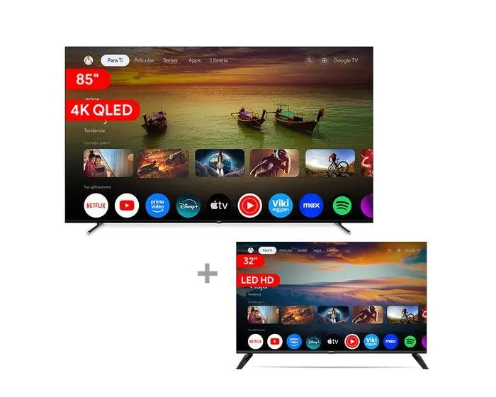 Televisor Miray Smart TV 85" QLED MQ85-E2000GBT + Televisor Miray Smart LED HD 32" MS32-E2000GBT