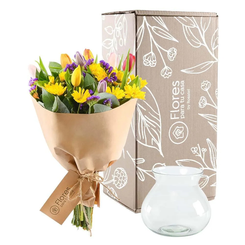 Florero con Tulipanes y Flores Variadas