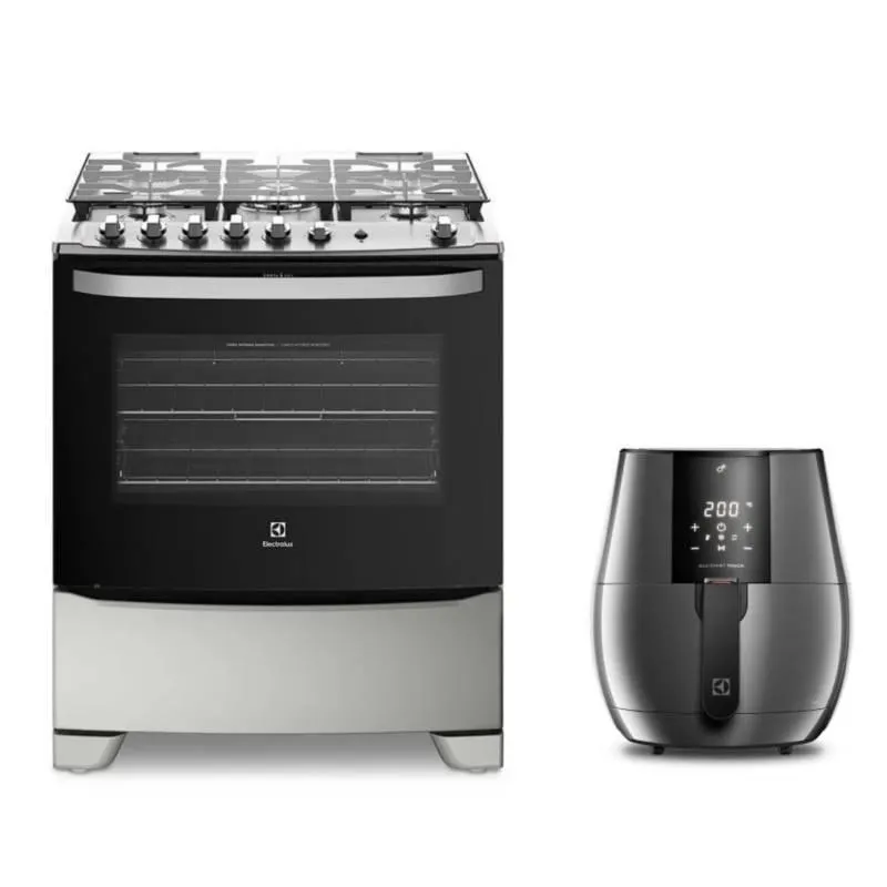Combo: Cocina 5 Quemadores (76USS) + Freidora de Aire Digital 3,2L (EAF20) Electrolux
